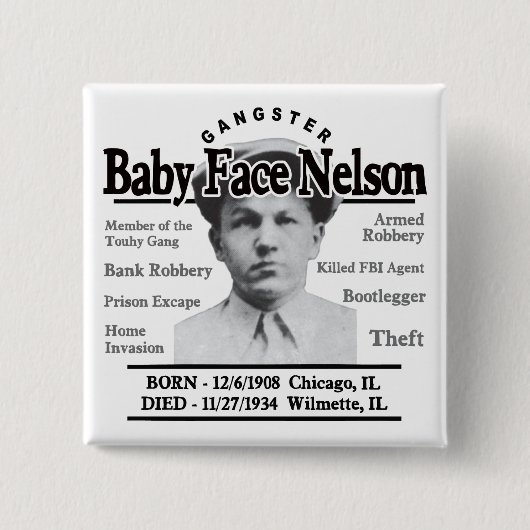 Gangster Baby Face Nelson Vierkante Button 5,1 Cm (Voorkant)