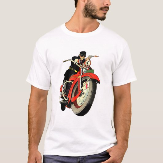 Gangster Biker Comic Book Man Riding T-shirt (Voorkant)