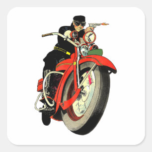 Gangster Biker Man Motorcycli Kunst Vierkante Sticker