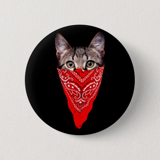 Gangster cat hood ronde button 5,7 cm (Voorkant)