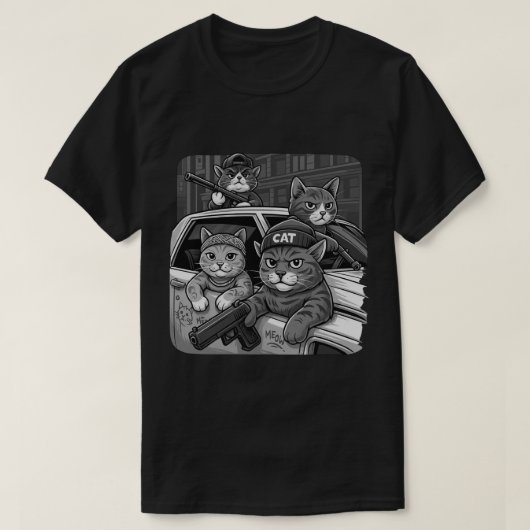Gangster Cat Street Art Design - Grappige stedelij T-shirt (Design voorkant)