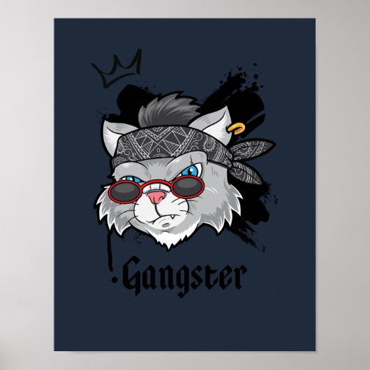 Gangster Cat Street Portret Poster (Voorkant)