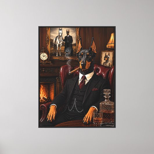 Gangster Dobermann Canvas Afdruk (Voorkant)