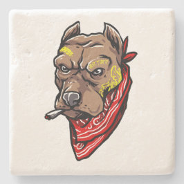Gangster Dog | Onderzetter Tattoo Red Bandana Ston
