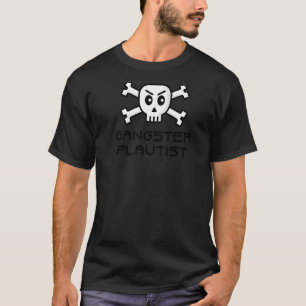 Gangster Flutist Skull en Cross Bone Word T-shirt