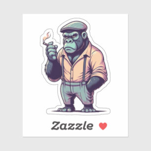 Gangster gorilla, gekke dieren sticker