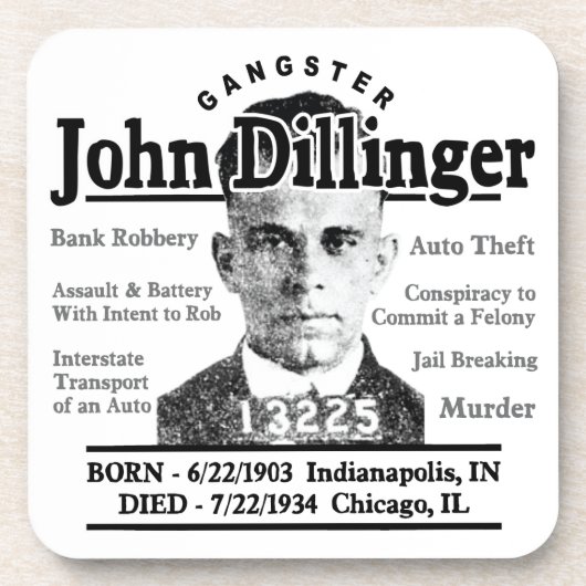Gangster John Dillinger Drankjes Onderzetter (Voorkant)