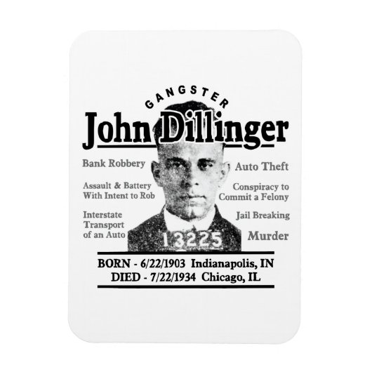 Gangster John Dillinger Magneet (Verticaal)