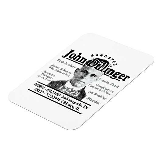 Gangster John Dillinger Magneet (Linkerzijde)