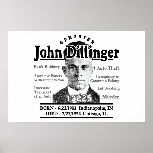 Gangster John Dillinger Poster (Voorkant)