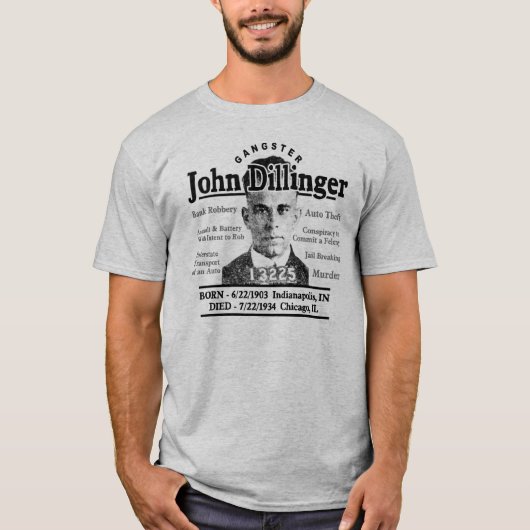 Gangster John Dillinger T-shirt (Voorkant)