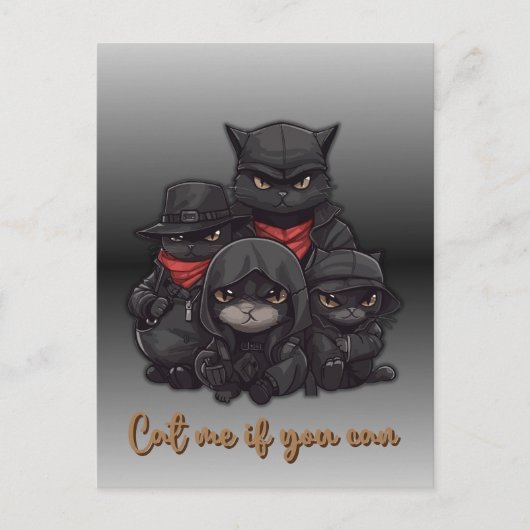 Gangster Kat Postkaart | Kat Me Als Je Kan (Voorkant)