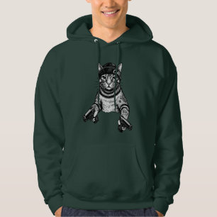 Gangster Kat Tattoo Kunst Cool Streetwear Kitty Hoodie