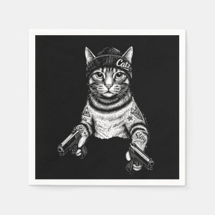 Gangster Kat Tattoo Kunst Cool Streetwear Kitty Servet