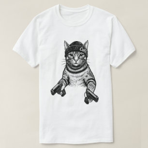 Gangster Kat Tattoo Kunst Cool Streetwear Kitty T-shirt