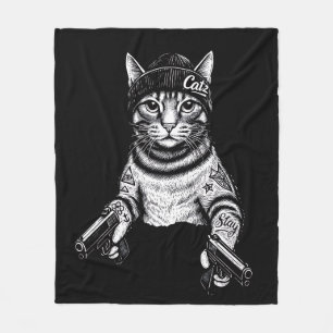 Gangster Kat Tattoo Kunst Coole Streetwear Kitty Fleece Deken