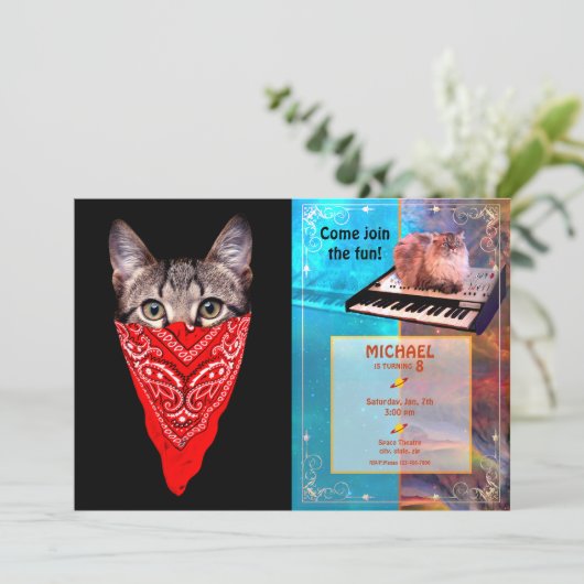 Gangster kattenkat kaart (Staand voorkant)