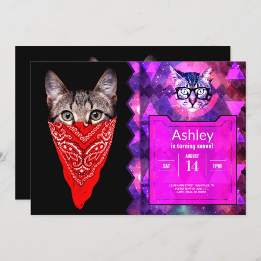 Gangster kattenkat kaart (Voorkant / Achterkant)