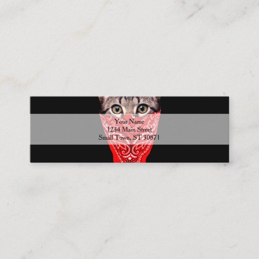 Gangster kattenkat mini visitekaartje (Voorkant)