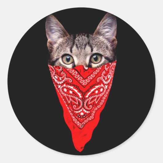 Gangster kattenkat ronde sticker (Voorkant)