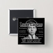 Gangster Lucky Luciano Vierkante Button 5,1 Cm (Voorkant /achterkant)