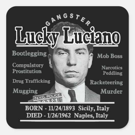 Gangster Lucky Luciano Vierkante Sticker (Voorkant)