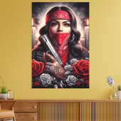 Gangster Meisje Hip Hop chicano kunst Canvas Afdruk (Insitu (Woonkamer))