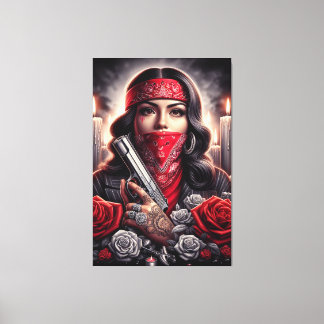 Gangster Meisje Hip Hop chicano kunst Canvas Afdruk