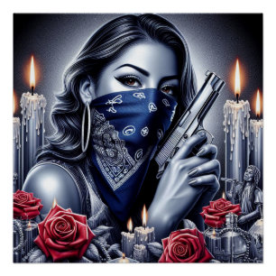 Gangster Meisje Hip Hop chicano kunst Design Perfect Poster