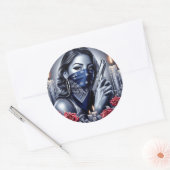 Gangster Meisje Hip Hop chicano kunst Design Ronde Sticker (Envelop)