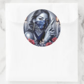 Gangster Meisje Hip Hop chicano kunst Design Ronde Sticker (Tas)