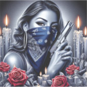 Gangster Meisje Hip Hop chicano kunst Design Sticker (Voorkant)