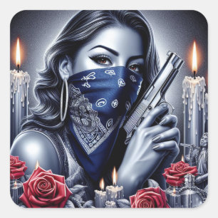 Gangster Meisje Hip Hop chicano kunst Design Vierkante Sticker