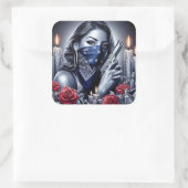 Gangster Meisje Hip Hop chicano kunst Design Vierkante Sticker (Tas)