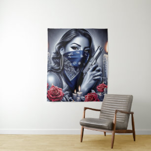 Gangster Meisje Hip Hop chicano kunst Design Wandkleed