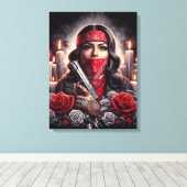 Gangster Meisje Hip Hop chicano kunst grafisch Canvas Afdruk (Insitu (Houten vloer))