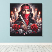 Gangster Meisje Hip Hop chicano kunst grafisch Canvas Afdruk (Insitu (Houten vloer))