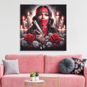 Gangster Meisje Hip Hop chicano kunst grafisch Canvas Afdruk (Insitu (Woonkamer))