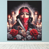 Gangster Meisje Hip Hop chicano kunst grafisch Canvas Afdruk (Insitu (Houten vloer))