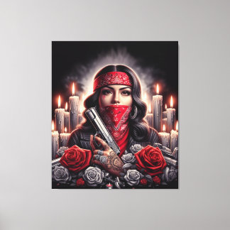 Gangster Meisje Hip Hop chicano kunst grafisch Canvas Afdruk