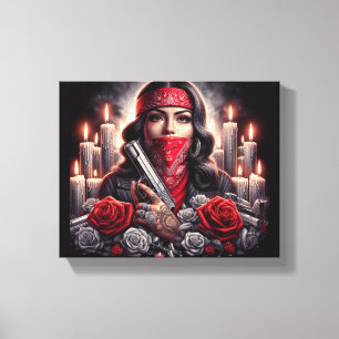 Gangster Meisje Hip Hop chicano kunst grafisch Canvas Afdruk