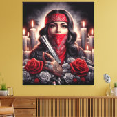 Gangster Meisje Hip Hop chicano kunst grafisch Canvas Afdruk (Insitu (Woonkamer))
