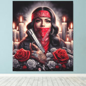 Gangster Meisje Hip Hop chicano kunst grafisch Canvas Afdruk (Insitu (Houten vloer))