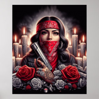 Gangster Meisje Hip Hop chicano kunst grafisch Poster