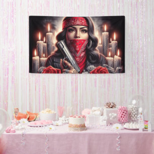 Gangster Meisje Hip Hop chicano kunst grafisch Spandoek