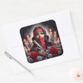 Gangster Meisje Hip Hop chicano kunst grafisch Vierkante Sticker (Envelop)