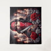 Gangster Meisje Hip Hop chicano kunst grafisch Wandkleed (Voorkant)