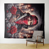 Gangster Meisje Hip Hop chicano kunst grafisch Wandkleed (In Situ (horizontaal))