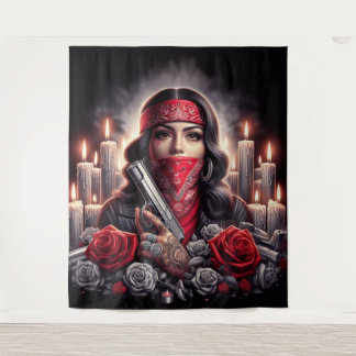 Gangster Meisje Hip Hop chicano kunst grafisch Wandkleed