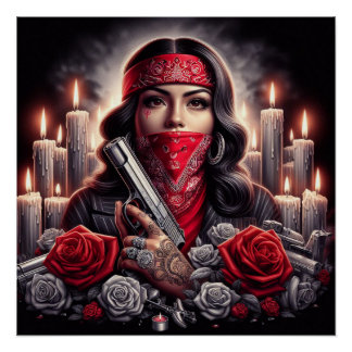 Gangster Meisje Hip Hop chicano kunst Perfect Poster